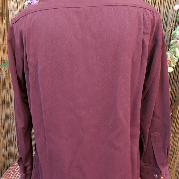 40's Vintage CAMERON Gabardine Loop Collar Flap Pockets L/S Shirt Medium - Picture 3 of 5